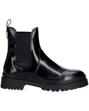 GANT Patent-Finish Chelsea Boots - Black