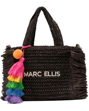 Marc Ellis Buby Claire Woven Fringe-Trim Tote Bag - Black