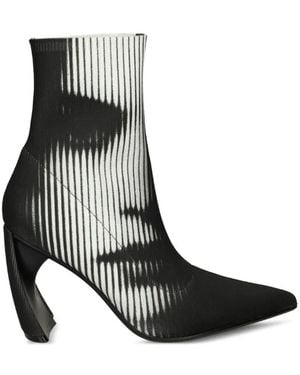 United Nude Graphic-Print Pointed-Toe Ankle Boots - Black