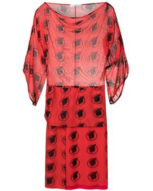 Amir Slama Graphic-Print Tulle-Panelled Dress - Red