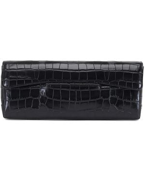 TOTEME Clutch Met Omslag En Krokodillen-Reliëf - Zwart