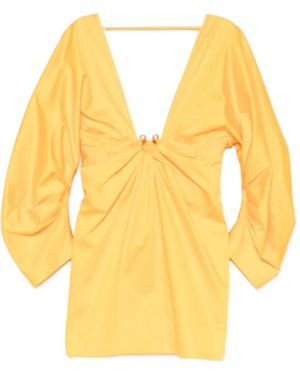 Cult Gaia Questra Balloon-Sleeve Mini Dress - Yellow