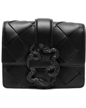 Just Cavalli Snake Woven Leather Crossbody Bag - Black