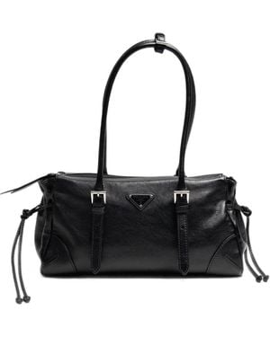Prada Karin Medium Antiqued-Leather Tote Bag - Nero