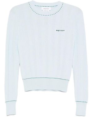 McQueen Logo-Embroidered Jumper - Blue