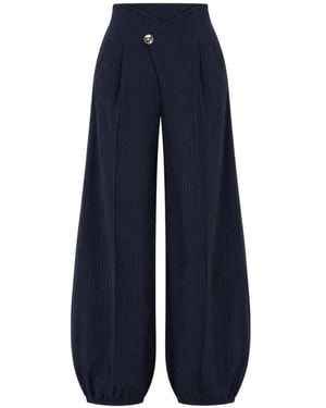 Kocca Evodio Pinstripe-Pattern Crossover-Waist Pants - Blue