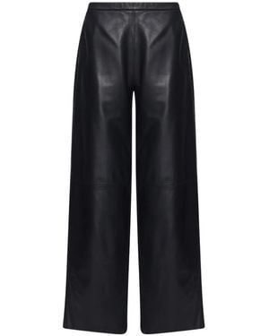 forte_forte Wide-Leg Leather Pants - Black