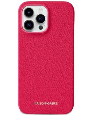 Maison De Sabre Textured-Leather Iphone 15 Pro Phone Case - Pink