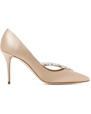Manolo Blahnik Nadira Crystal-Embellished Pointed-Toe Court Shoes - Natural