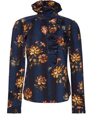 Cara Cara Anne Floral-Print Ruffled Blouse - Blue