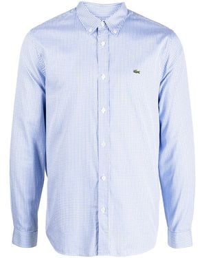 Lacoste Crocodile Logo-Patch Plaid Shirt - Blue
