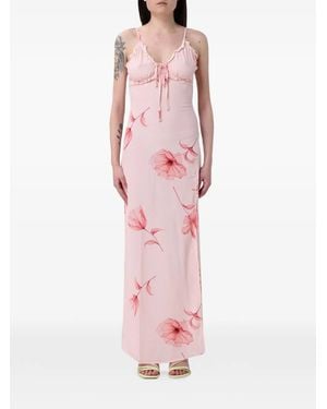 Mar De Margaritas Floral-Print Ruffled Dress - Pink