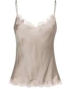 Carine Gilson Lace-Trim Silk Camisole - Gray