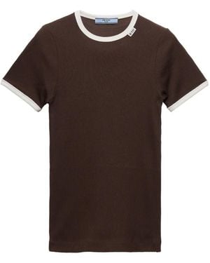 Prada Haut En Maille Côtelée - Marron