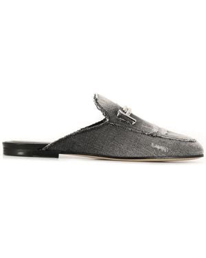 Tod's Mules Denim Con Logo - Nero
