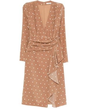 Alessandra Rich Midikleid mit Polka Dots - Braun