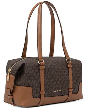 MICHAEL Michael Kors Teddi Large Signature Logo Shoulder Bag - Brown