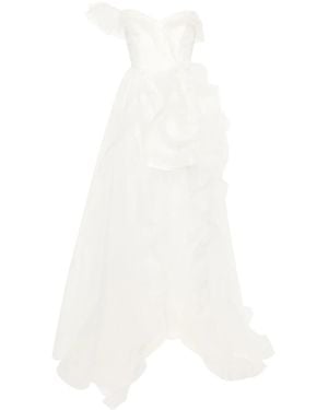 Ana Radu Asymetric Ruffled Gown - White