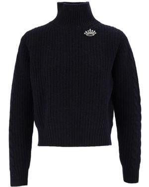 Shirtaporter Pull En Maille Torsadée À Découpes - Blue