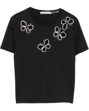 Alice + Olivia Crystal-Embellished T-Shirt - Zwart