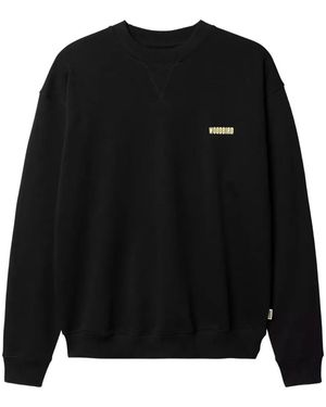 Woodbird Cane Lion Logo-Print Cotton Jumper - Black