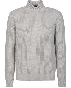 Kangra Pull Côtelé À Col Montant - Gris