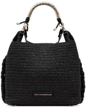 Lola Casademunt Raffia-Effect Tote Bag - Black
