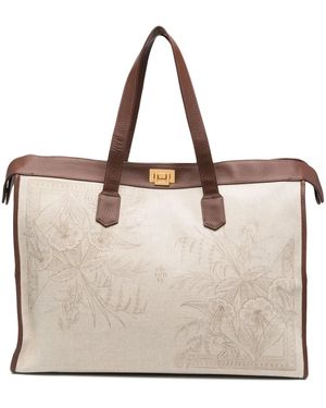 Eleventy Shopper Aus Jacquard-Canvas - Natur