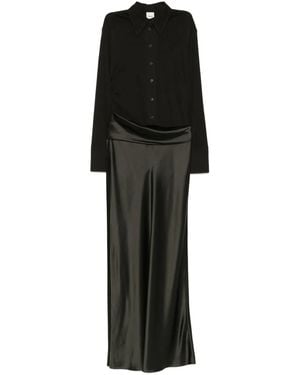 Nanushka Satin-Paneled Asymetrical Maxi Dress - Black
