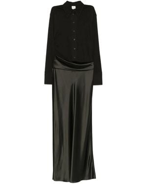 Nanushka Satin-Paneled Asymetrical Maxi Dress - Black