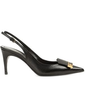 Sergio Rossi Sr Evolv Lizard-Effect Heeled Court Shoes - Black