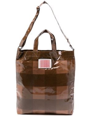 Charles Jeffrey Large Checked Tote Bag - Brown