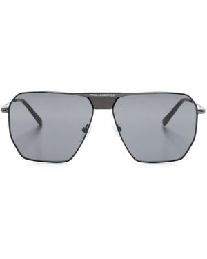KARL LAGERFELD Logo-Print Pilot-Frame Sunglasses - Gray