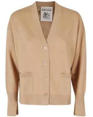 Semicouture Button-Up Patch-Pocket Cardigan - Natural