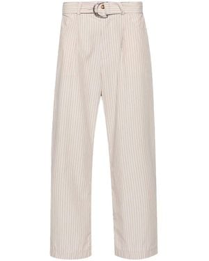 Nanushka Ferre Pinstriped Belted Trousers - White