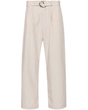 Nanushka Ferre Pinstriped Belted Trousers - White