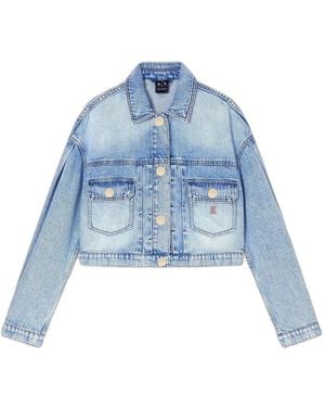 ARMANI EXCHANGE Cropped Denim Jacket - Blue