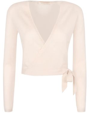 Zimmermann Ribbed Knit Wrap Top - White