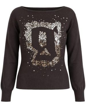 John Galliano Sequin-Embellished Wool Sweater - Black