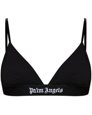 Palm Angels Logo-Print Triangle Bra - Black