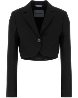 Balenciaga Cropped Single-Breasted Jacket - Black