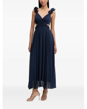 Morgan Ruffled-Strap Cutout Midi Dress - Blue