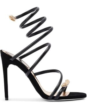 Rene Caovilla 105Mm Serpent Leather Sandals - Black