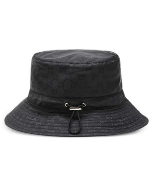 Gucci Reversible Gg Monogram Buckle Hat - Black