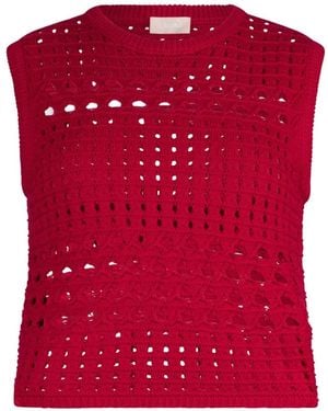 Liu Jo Crochet Round-Neck Jumper - Red