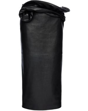 Magda Butrym Jupe Mi-Longue En Cuir À Fleurs - Black