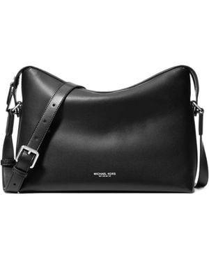 Michael Kors Nicholas Medium Pebbled Leather Crossbody Messenger Bag - Black