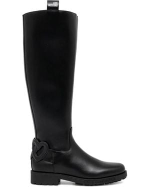 Love Moschino Heart-Detail Knee-High Boots - Black