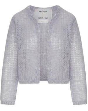 forte_forte Open-Knit Cardigan - Gray
