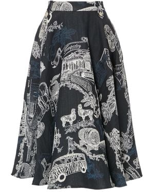 Temperley London Illustrated A-Line Skirt - Black